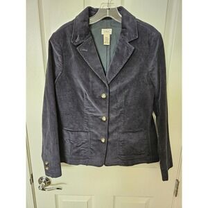 L.L. Bean Women's Navy Blue Long Sleeve Corduroy Lined Blazer Jacket - Size 8